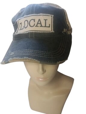 Headmost VTG Inspired Distressed  Baseball Cap "Local" Olive Unisex New